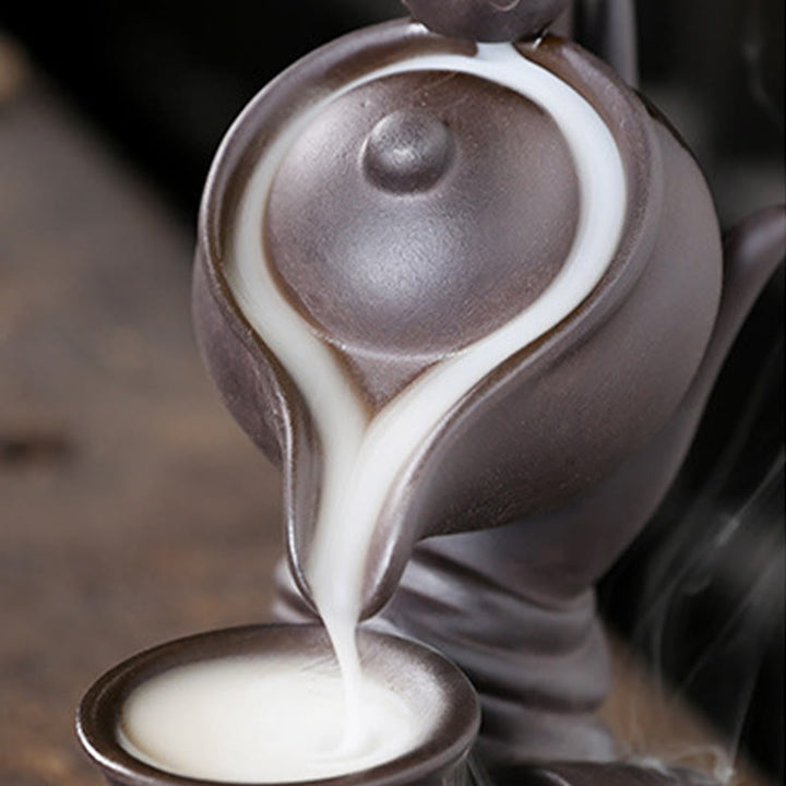 Buddha Stones Buddy Trzymająca Czajnik Filiżanka Ceramiczna Fontanna Dymna Z Cofaniem Uzdrawiająca Kadzielnica Dekoracja - image 6