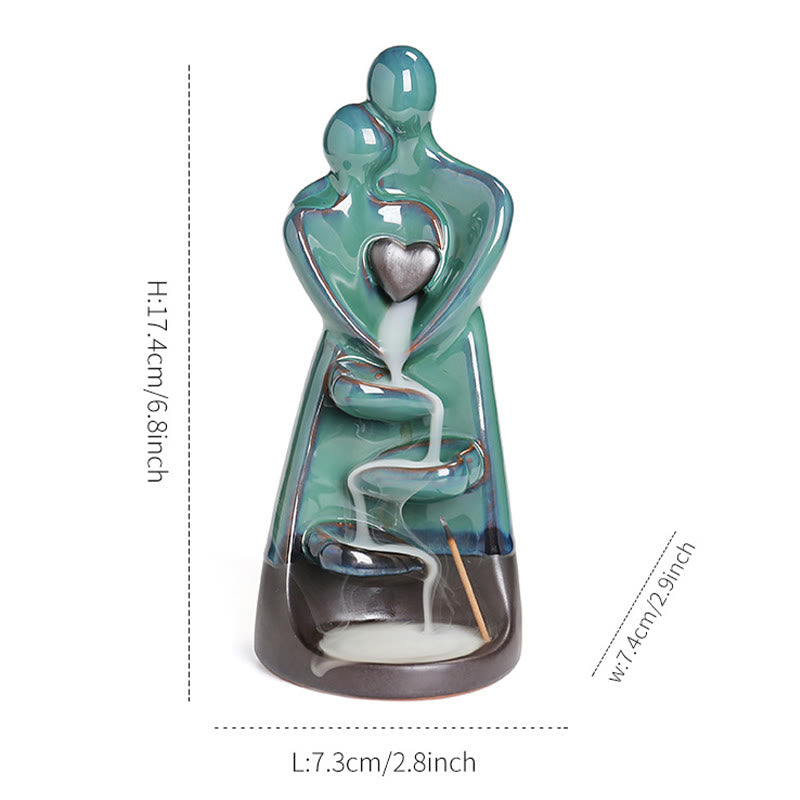 Buddha Stones Kochankowie Para Przytulają Miłość Ceramiczna Fontanna Dymna Zwrotna Uzdrawiająca Kadzielnica Dekoracja - image 12