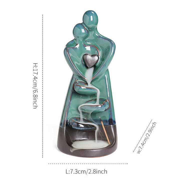 Buddha Stones Kochankowie Para Przytulają Miłość Ceramiczna Fontanna Dymna Zwrotna Uzdrawiająca Kadzielnica Dekoracja - image 12