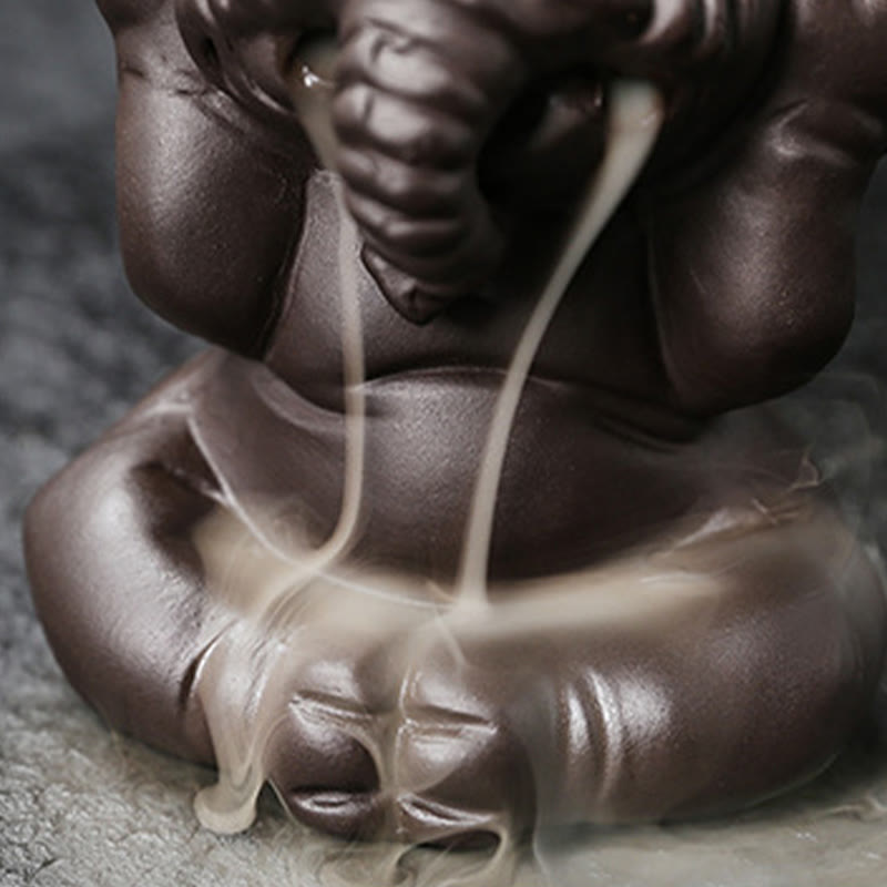 Buddha Stones Uroczy Słoń Fioletowa Glina Cofanie Dymu Fontanna Pokój Uzdrawiający Kadzidło Palnik Dekoracja - image 24