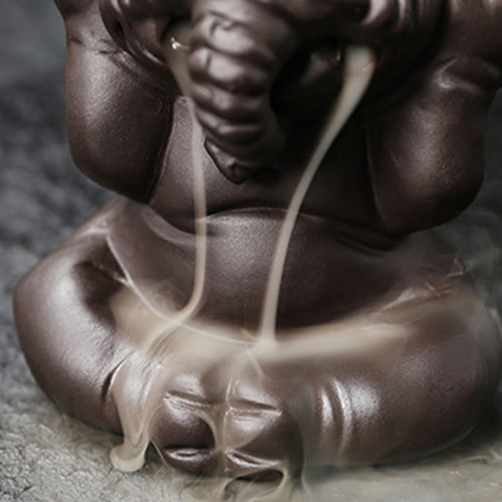 Buddha Stones Uroczy Słoń Fioletowa Glina Cofanie Dymu Fontanna Pokój Uzdrawiający Kadzidło Palnik Dekoracja - image 24