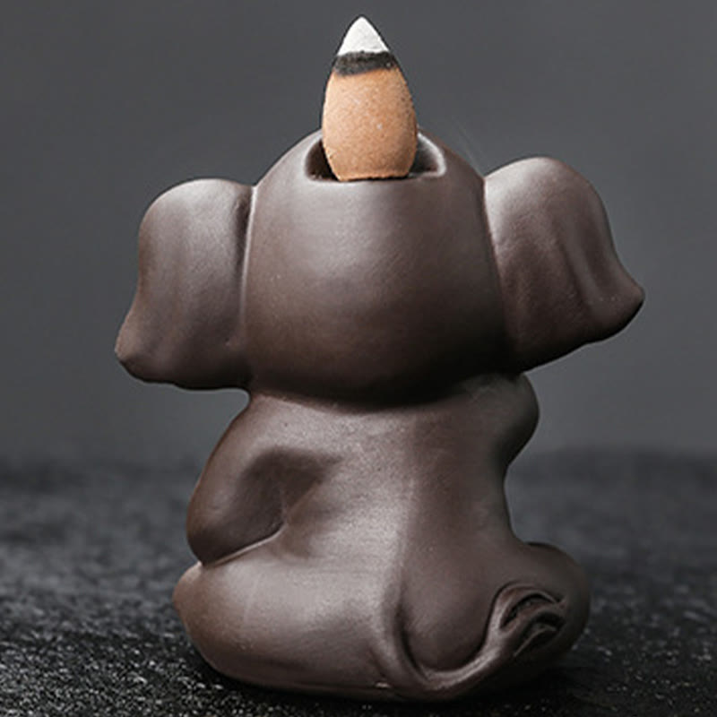 Buddha Stones Uroczy Słoń Fioletowa Glina Cofanie Dymu Fontanna Pokój Uzdrawiający Kadzidło Palnik Dekoracja - image 9