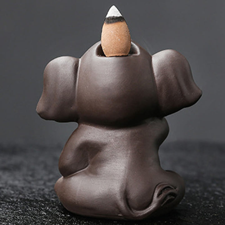 Buddha Stones Uroczy Słoń Fioletowa Glina Cofanie Dymu Fontanna Pokój Uzdrawiający Kadzidło Palnik Dekoracja - image 9