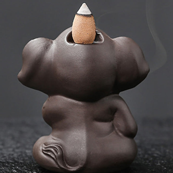 Buddha Stones Uroczy Słoń Fioletowa Glina Cofanie Dymu Fontanna Pokój Uzdrawiający Kadzidło Palnik Dekoracja - image 29