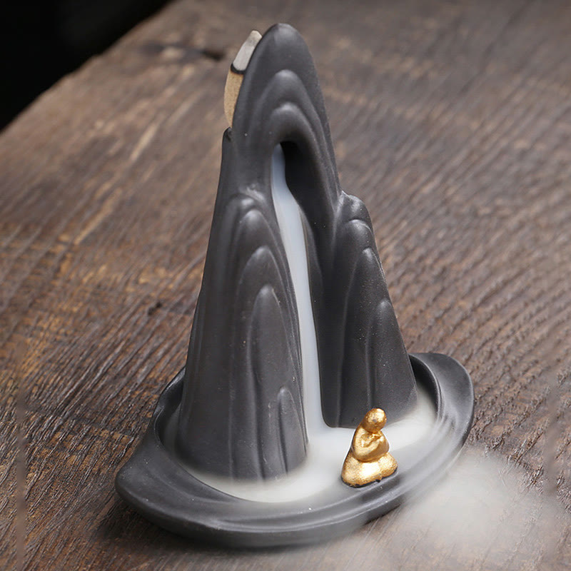 Buddha Stones Małe Góry Mnicha Płynąca Woda Fioletowa Glina Ceramiczna Uzdrawiająca Kadzidło Zwrotne Dekoracja Palnika