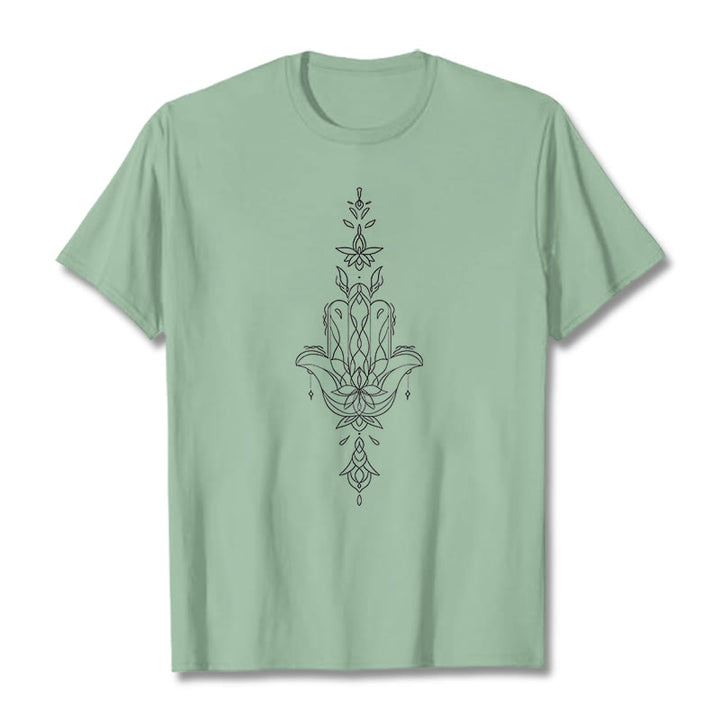 Koszulka z nadrukiem Buddha Stones Hamsa Ręka Kwiat Lotosu - PaleGreen - 2XL - image 16