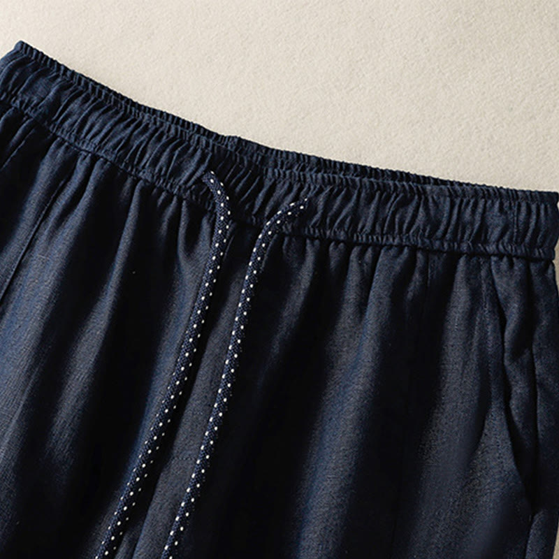 Spodnie damskie bawełniane z szerokimi nogawkami i kieszeniami, haftowane koralikami i sznurkiem Buddha Stones - image 3