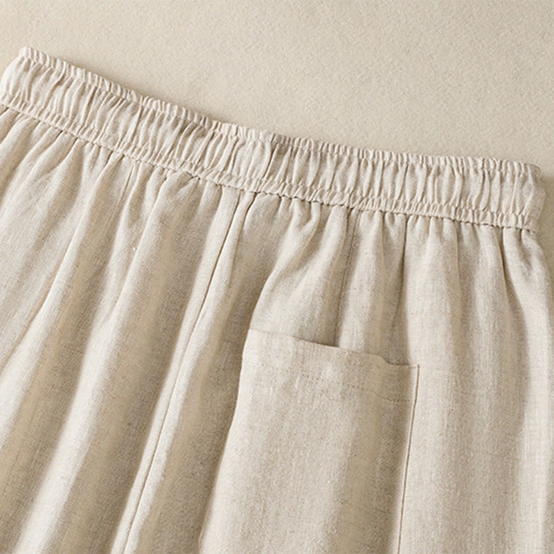 Spodnie damskie bawełniane z szerokimi nogawkami i kieszeniami, haftowane koralikami i sznurkiem Buddha Stones - image 17