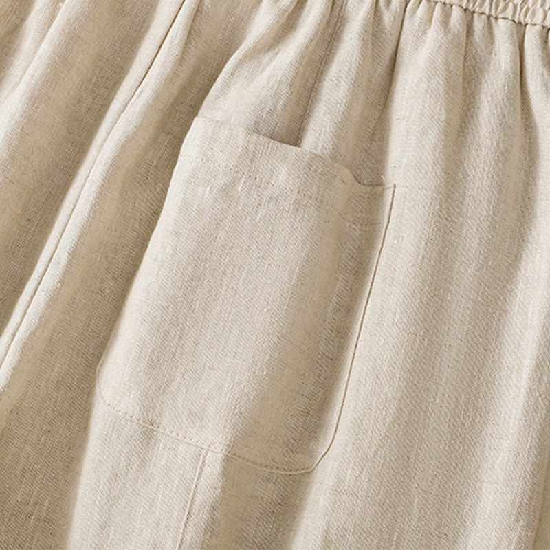 Spodnie damskie bawełniane z szerokimi nogawkami i kieszeniami, haftowane koralikami i sznurkiem Buddha Stones - image 19