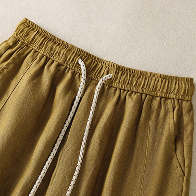 Spodnie damskie bawełniane z szerokimi nogawkami i kieszeniami, haftowane koralikami i sznurkiem Buddha Stones - image 10