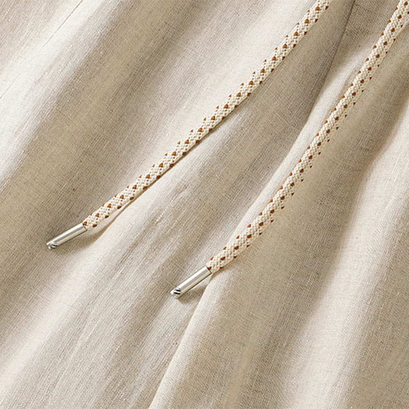 Spodnie damskie bawełniane z szerokimi nogawkami i kieszeniami, haftowane koralikami i sznurkiem Buddha Stones - image 18