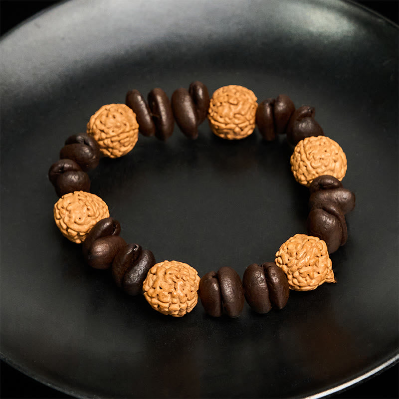 Bransoletka szczęścia z naturalnych ziaren kawy i kamieni Buddha Stones - image 5