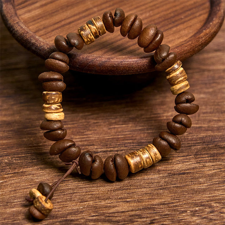 Bransoletka szczęścia z naturalnych ziaren kawy Buddha Stones z łupin kokosa - image 8