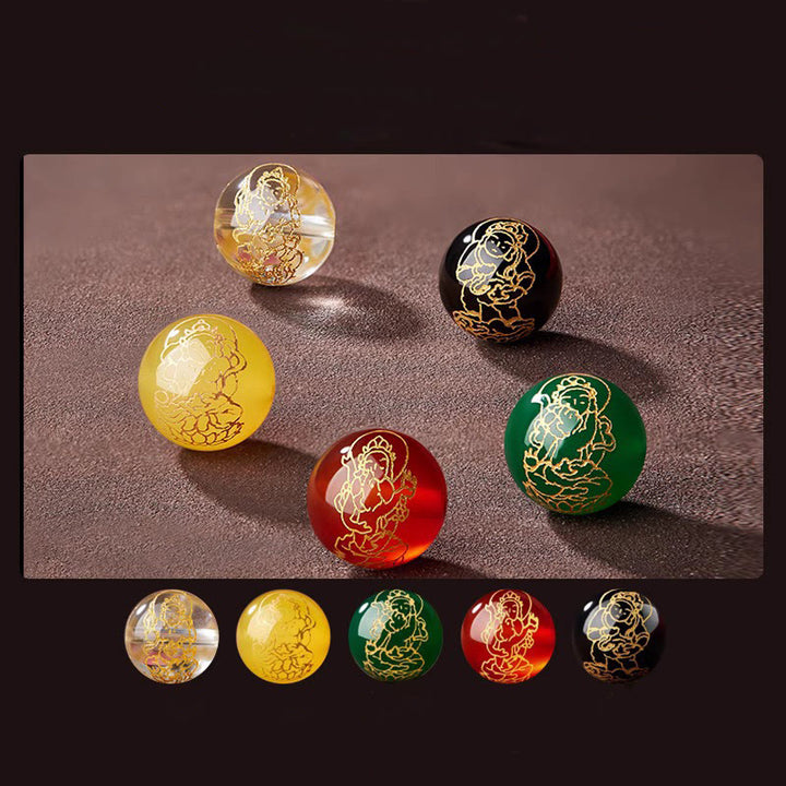 Bransoletka Buddha Stones z małym liściem i czerwonym sandałowcem Five Directions Gods of Wealth Calm - image 20