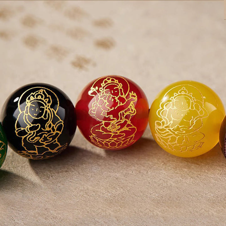 Bransoletka Buddha Stones z małym liściem i czerwonym sandałowcem Five Directions Gods of Wealth Calm - image 18