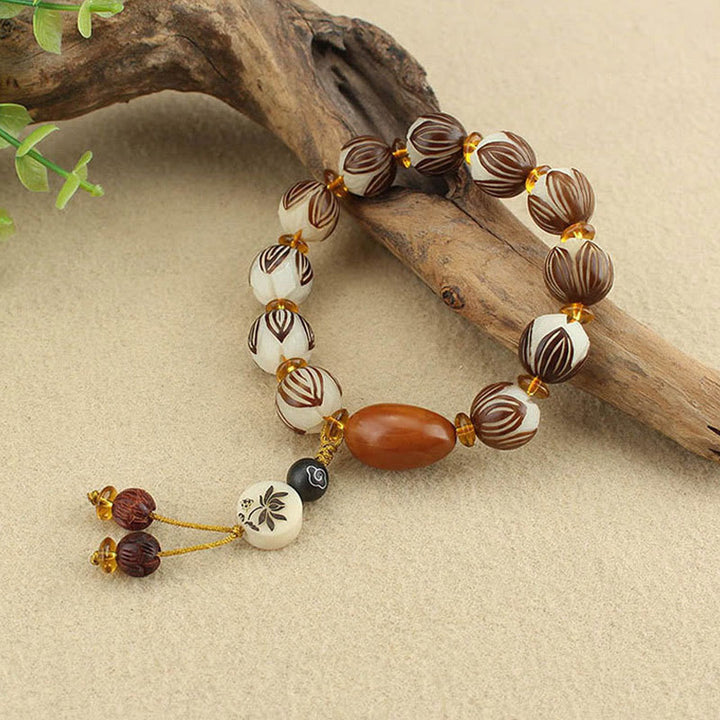 Bransoletka z białymi nasionami Bodhi i Buddha Stones , Mala Tybetańska - image 4