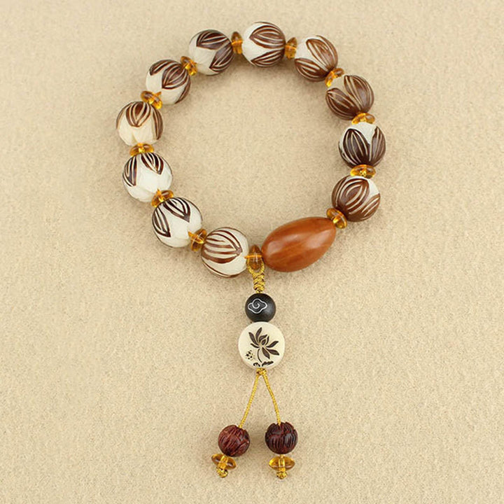 Bransoletka z białymi nasionami Bodhi i Buddha Stones , Mala Tybetańska - image 8