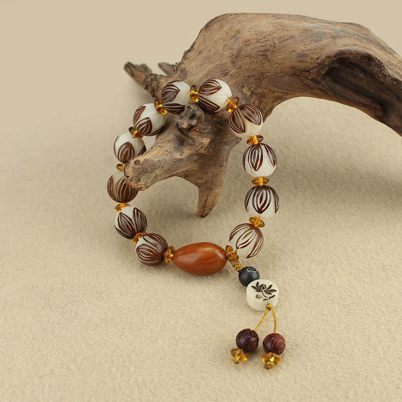 Bransoletka z białymi nasionami Bodhi i Buddha Stones , Mala Tybetańska - image 12