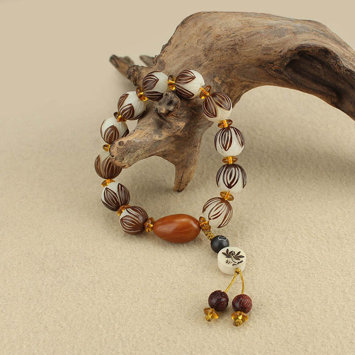 Bransoletka z białymi nasionami Bodhi i Buddha Stones , Mala Tybetańska - image 12