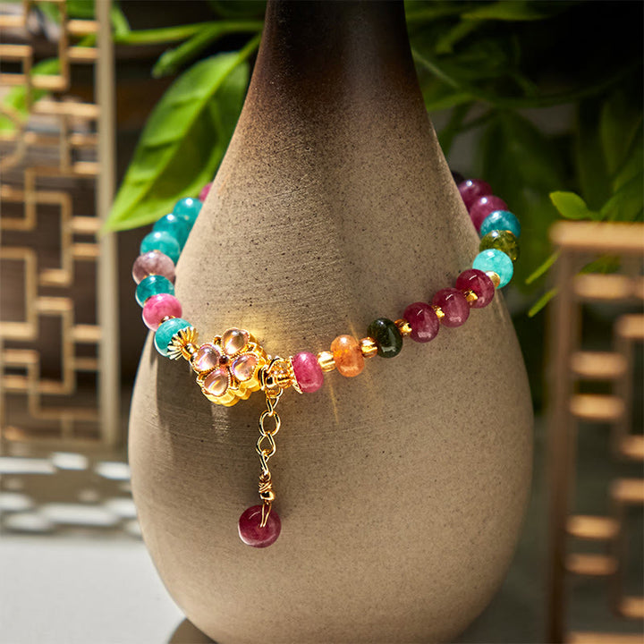 Bransoletka Buddha Stones Turmalin Czterolistna Koniczyna Kwiat Miłość