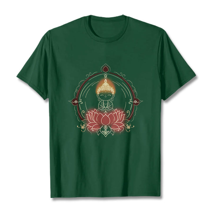 Koszulka z Buddha Stones radosnego Buddy i lotosu z motywem mandali - ForestGreen - 2XL - image 11