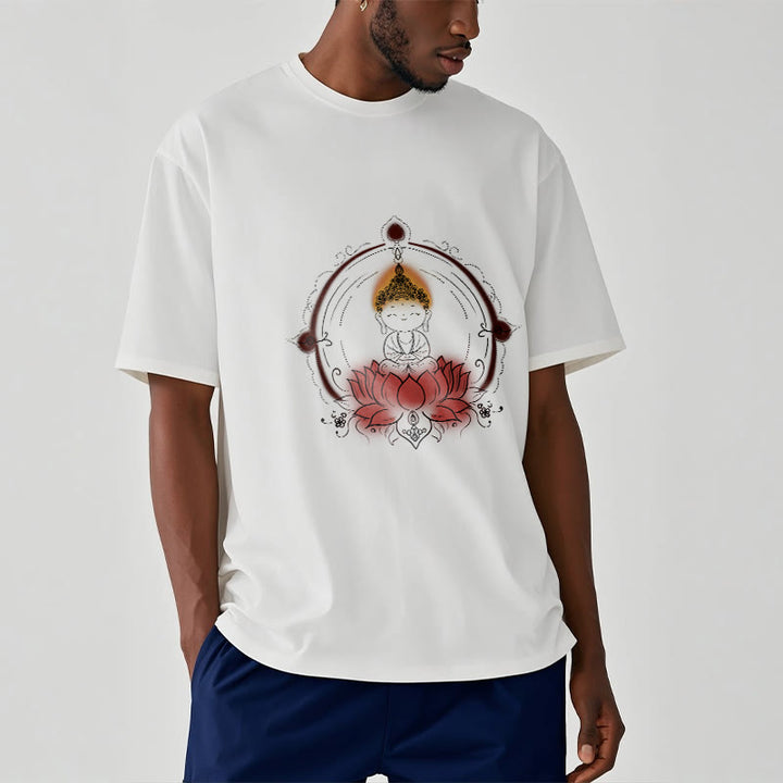 Koszulka z Buddha Stones radosnego Buddy i lotosu z motywem mandali - image 2