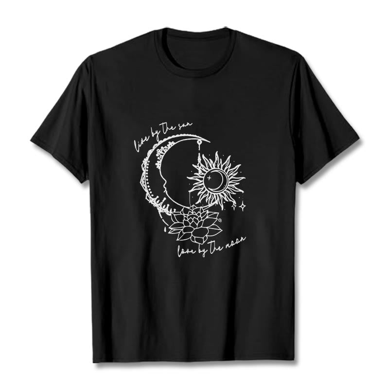 Koszulka z motywem kwiatów lotosu i słońca z Buddha Stones - Czarny - 2XL - image 4