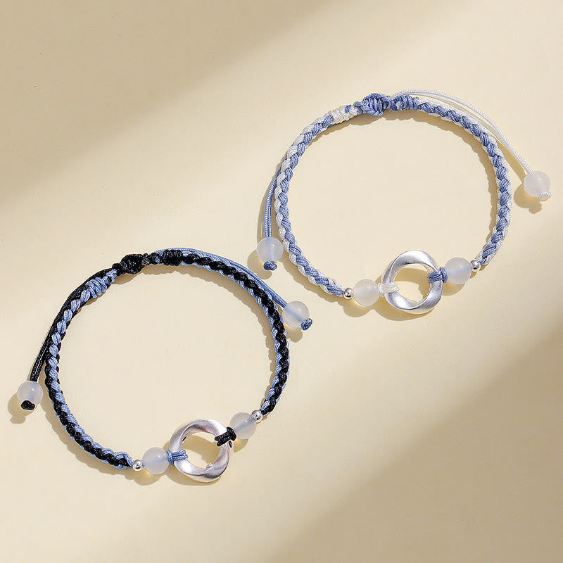 Bransoletka ochronna z plecionego sznurka z Buddha Stones ze srebra próby 925 i białego agatu Mobius - image 10