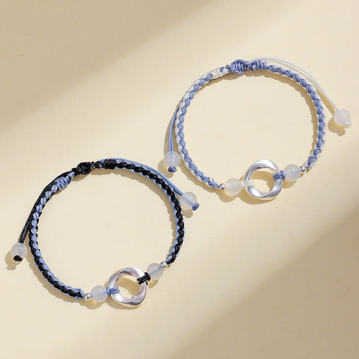 Bransoletka ochronna z plecionego sznurka z Buddha Stones ze srebra próby 925 i białego agatu Mobius - image 10