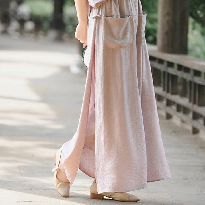 Spódnica damska z kieszeniami i rozcięciem u dołu w jednolitym kolorze z Buddha Stones - image 15