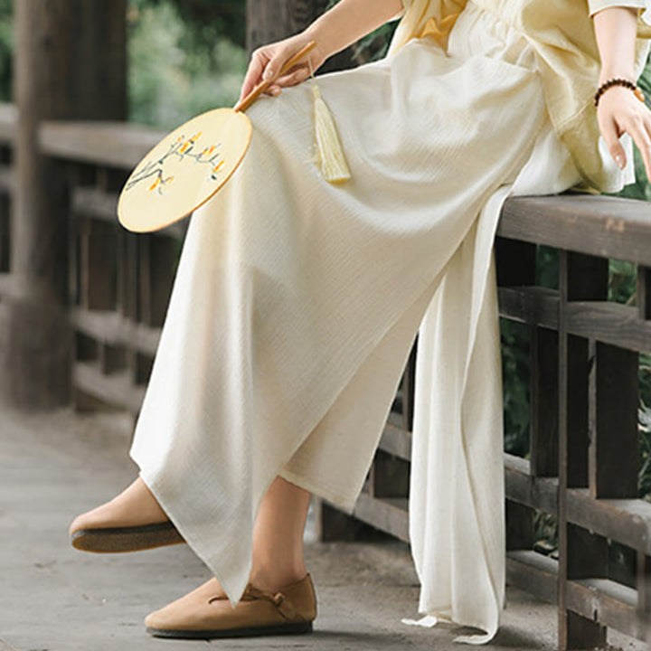 Spódnica damska z kieszeniami i rozcięciem u dołu w jednolitym kolorze z Buddha Stones - image 8