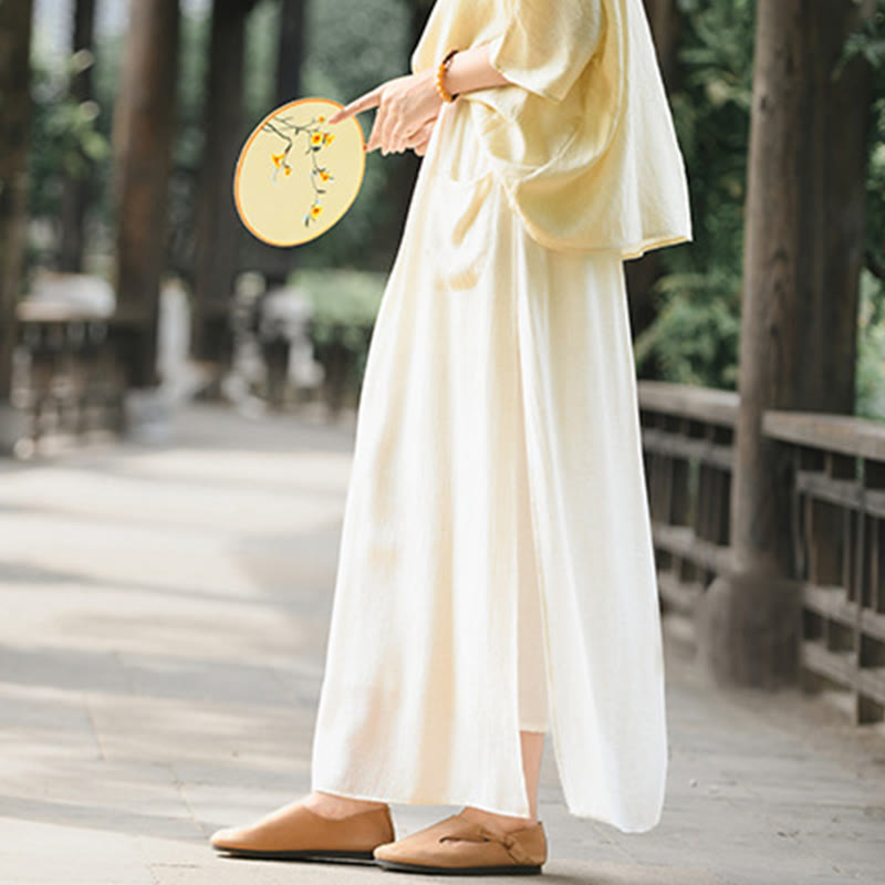 Spódnica damska z kieszeniami i rozcięciem u dołu w jednolitym kolorze z Buddha Stones - image 3