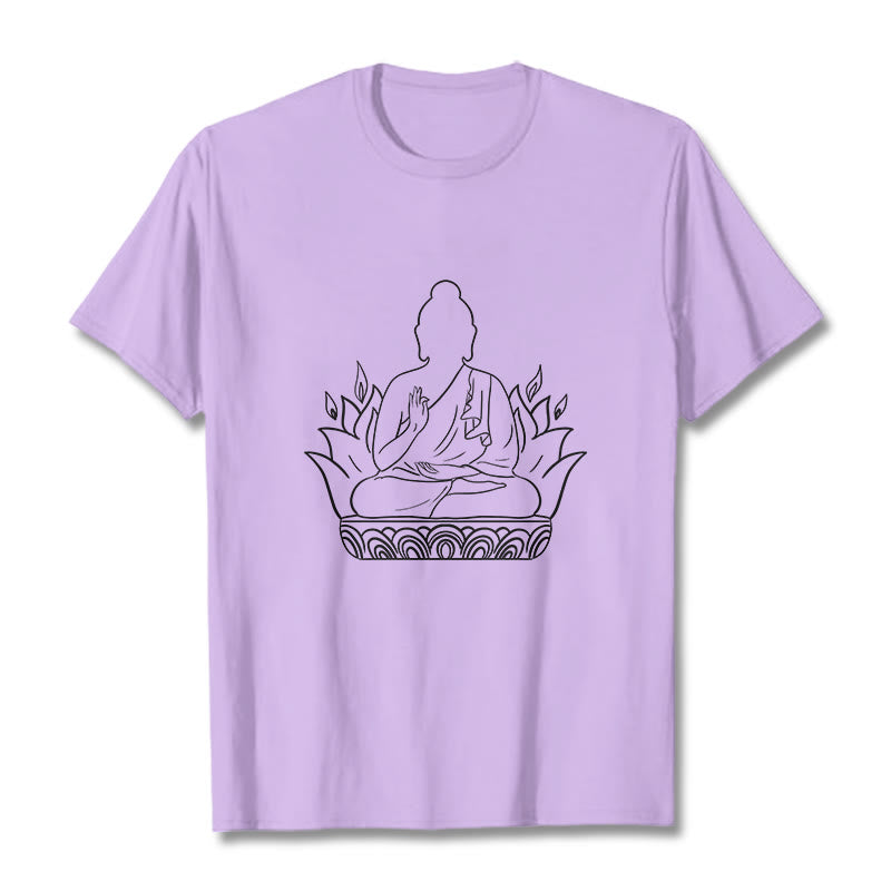 Koszulka z Buddha Stones Buddy, swobodny T-shirt z motywem medytacji Buddy - Śliwka - 2XL - image 17