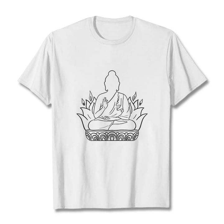 Koszulka z Buddha Stones Buddy, swobodny T-shirt z motywem medytacji Buddy - Biały - 2XL - image 8
