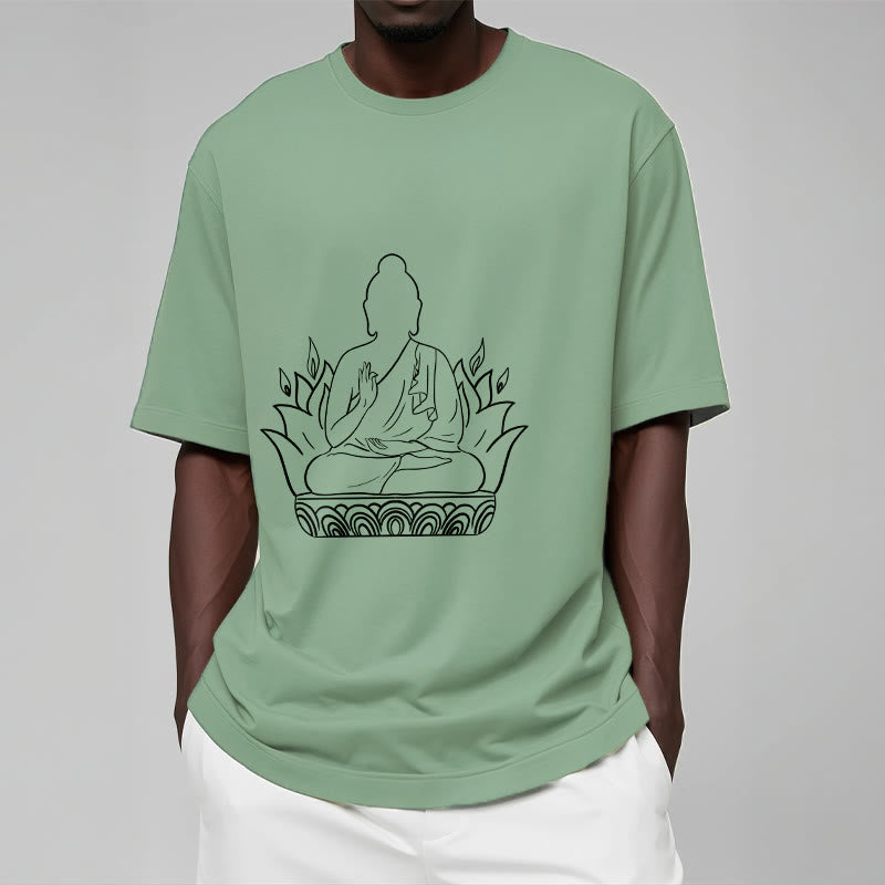 Koszulka z Buddha Stones Buddy, swobodny T-shirt z motywem medytacji Buddy - image 16