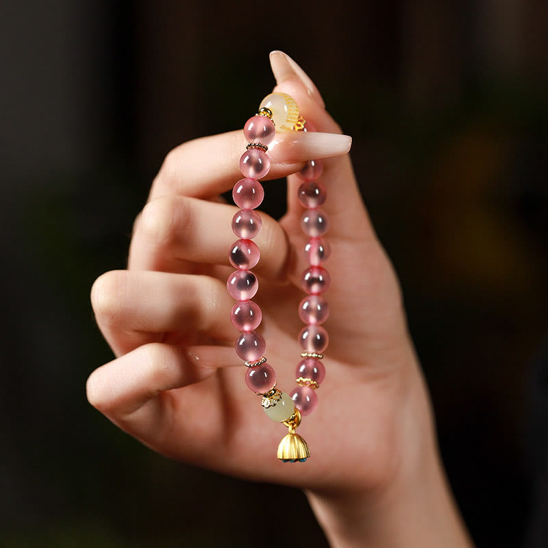 Bransoletka Buddha Stones z naturalnego, kolorowego, cukierkowego agatu i złotego strąka lotosu - image 16