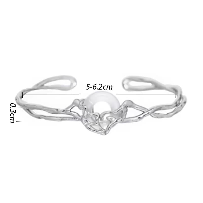 Bransoletka ochronna z białego agatu z Buddha Stones ze srebra próby 925 i klamrą pokoju - image 4