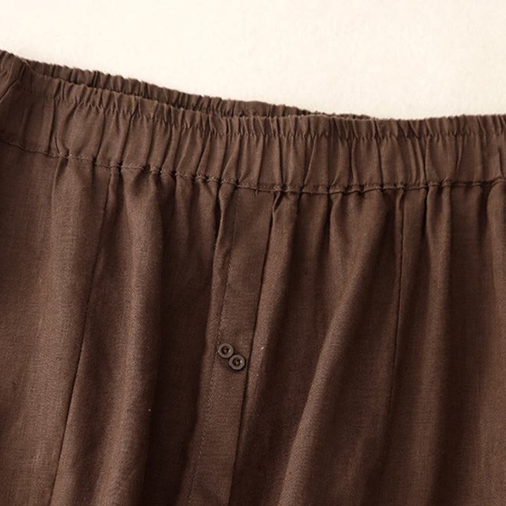 Spódnica damska z bawełny z kieszeniami, guzikami w kształcie litery A, rozcięciem w talii i motywem Buddha Stones