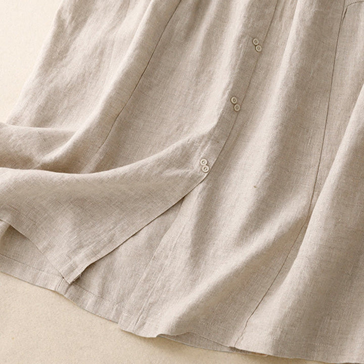 Spódnica damska z bawełny z kieszeniami, guzikami w kształcie litery A, rozcięciem w talii i motywem Buddha Stones