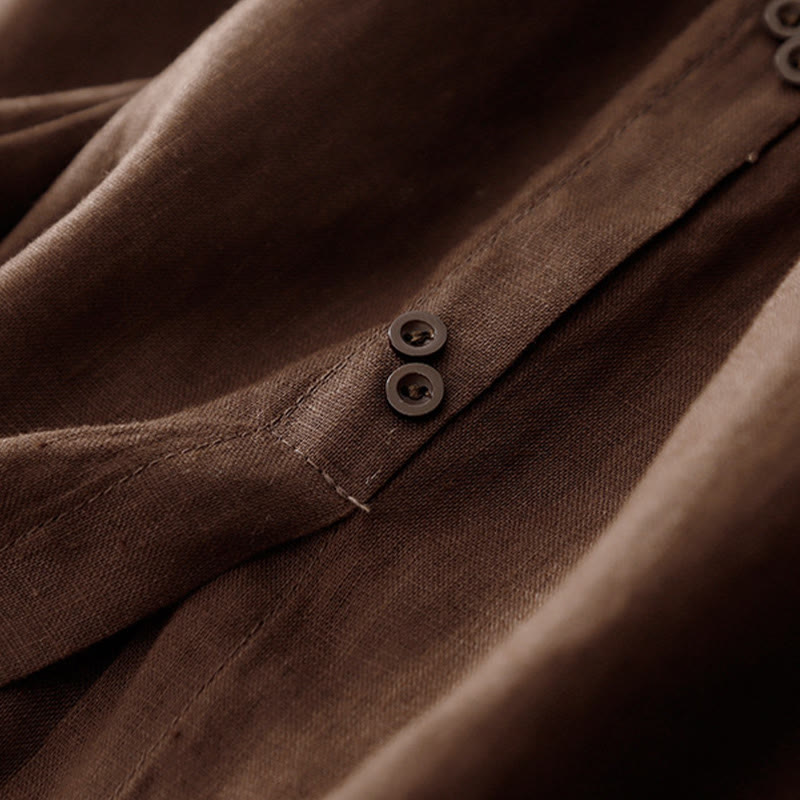 Spódnica damska z bawełny z kieszeniami, guzikami w kształcie litery A, rozcięciem w talii i motywem Buddha Stones