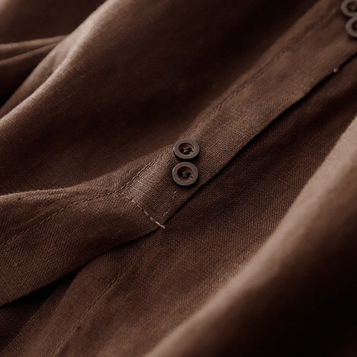 Spódnica damska z bawełny z kieszeniami, guzikami w kształcie litery A, rozcięciem w talii i motywem Buddha Stones