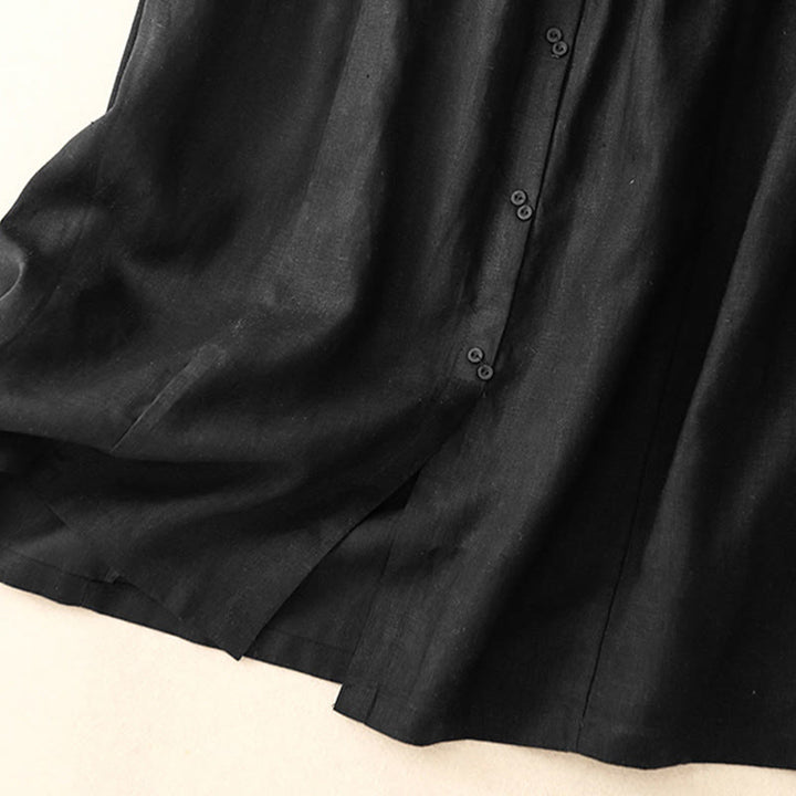 Spódnica damska z bawełny z kieszeniami, guzikami w kształcie litery A, rozcięciem w talii i motywem Buddha Stones