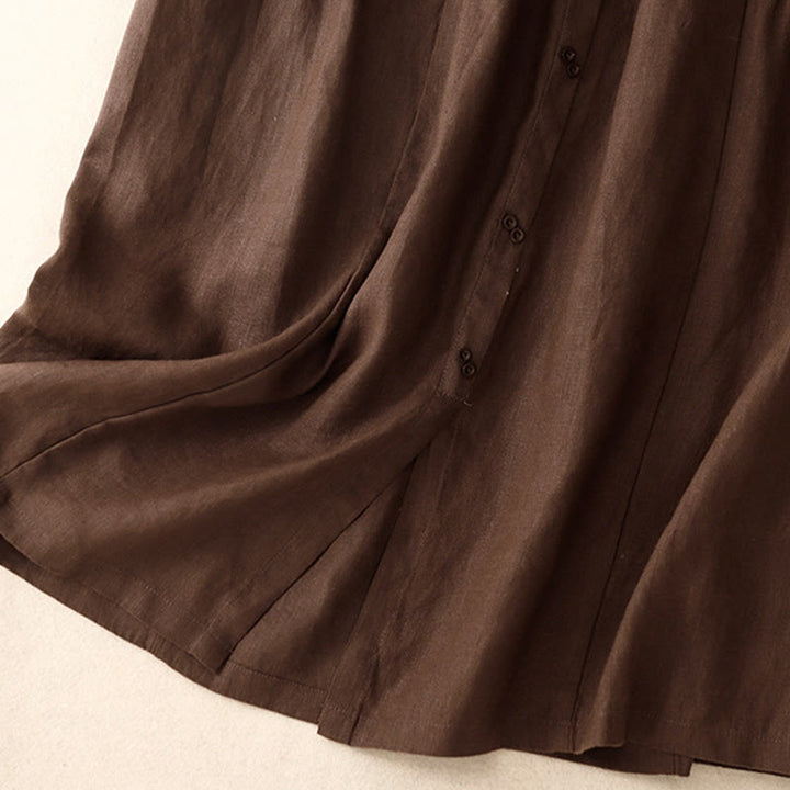 Spódnica damska z bawełny z kieszeniami, guzikami w kształcie litery A, rozcięciem w talii i motywem Buddha Stones