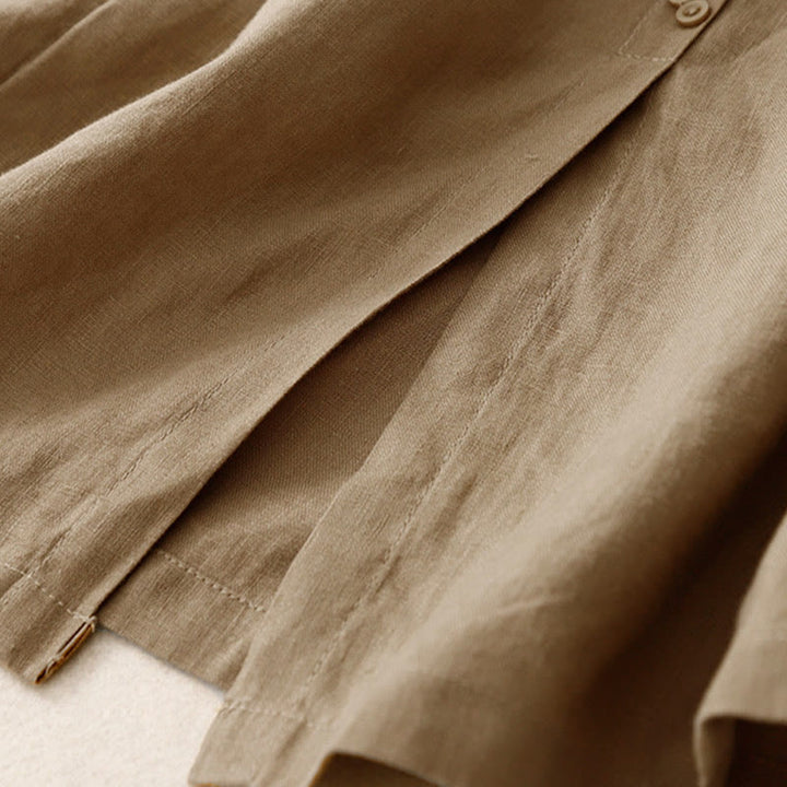 Spódnica damska z bawełny z kieszeniami, guzikami w kształcie litery A, rozcięciem w talii i motywem Buddha Stones