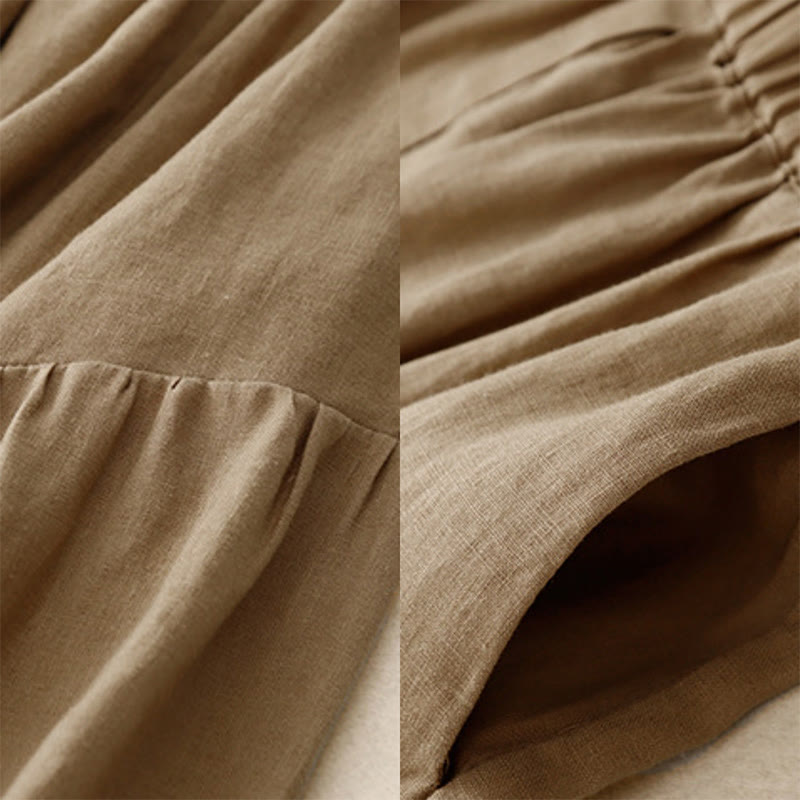 Spódnica damska z bawełny z kieszeniami, guzikami w kształcie litery A, rozcięciem w talii i motywem Buddha Stones