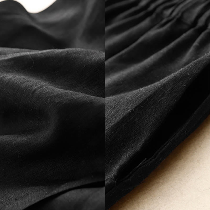 Spódnica damska z bawełny z kieszeniami, guzikami w kształcie litery A, rozcięciem w talii i motywem Buddha Stones