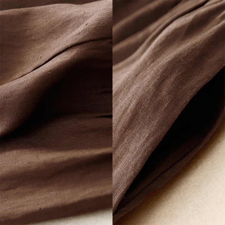 Spódnica damska z bawełny z kieszeniami, guzikami w kształcie litery A, rozcięciem w talii i motywem Buddha Stones