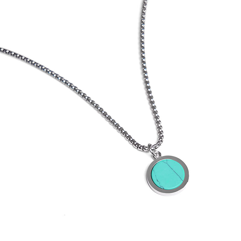 Buddha Stones Naturalny Kamień Turkus Tygrysie Oko Lazuryt Malachit Tytan Stal Oczyszczający Naszyjnik Wisiorek