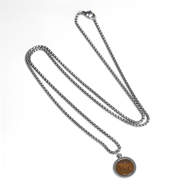 Buddha Stones Naturalny Kamień Turkus Tygrysie Oko Lazuryt Malachit Tytan Stal Oczyszczający Naszyjnik Wisiorek