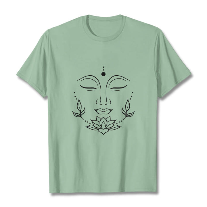 Koszulka z nadrukiem Buddha Stones , swobodny T-shirt z motywem kwiatu lotosu - PaleGreen - 2XL - image 15
